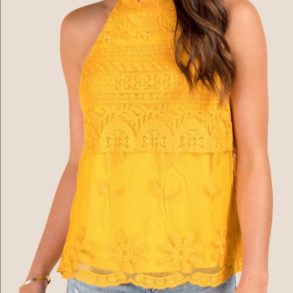 Yellow Lace Halter Top